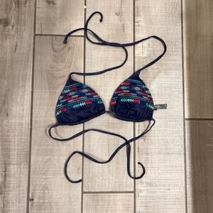 Aerie Embroidered Tribal Print Triangle Bikini Top